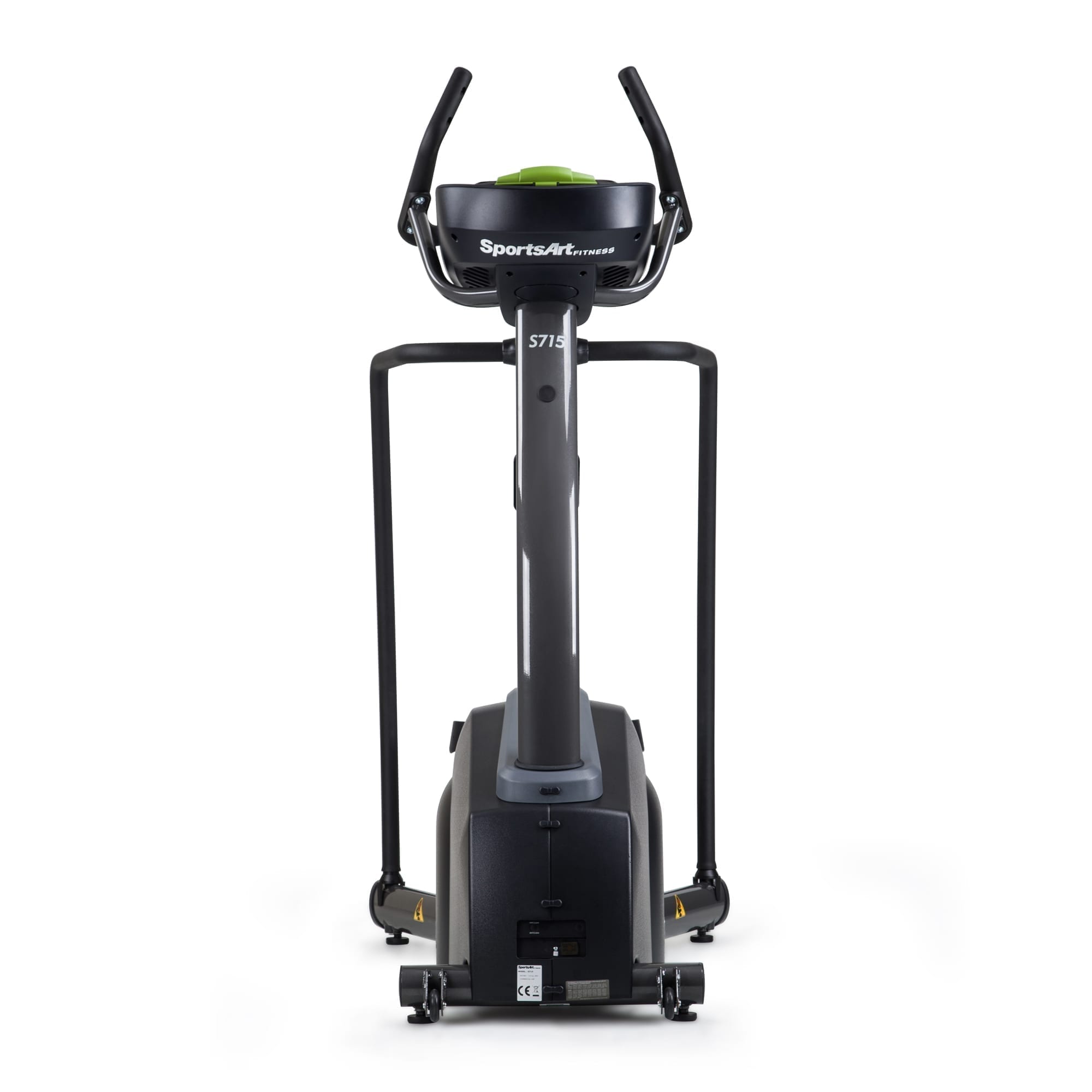 SportsArt Status Stepper S715 Front View with transport wheels and plug