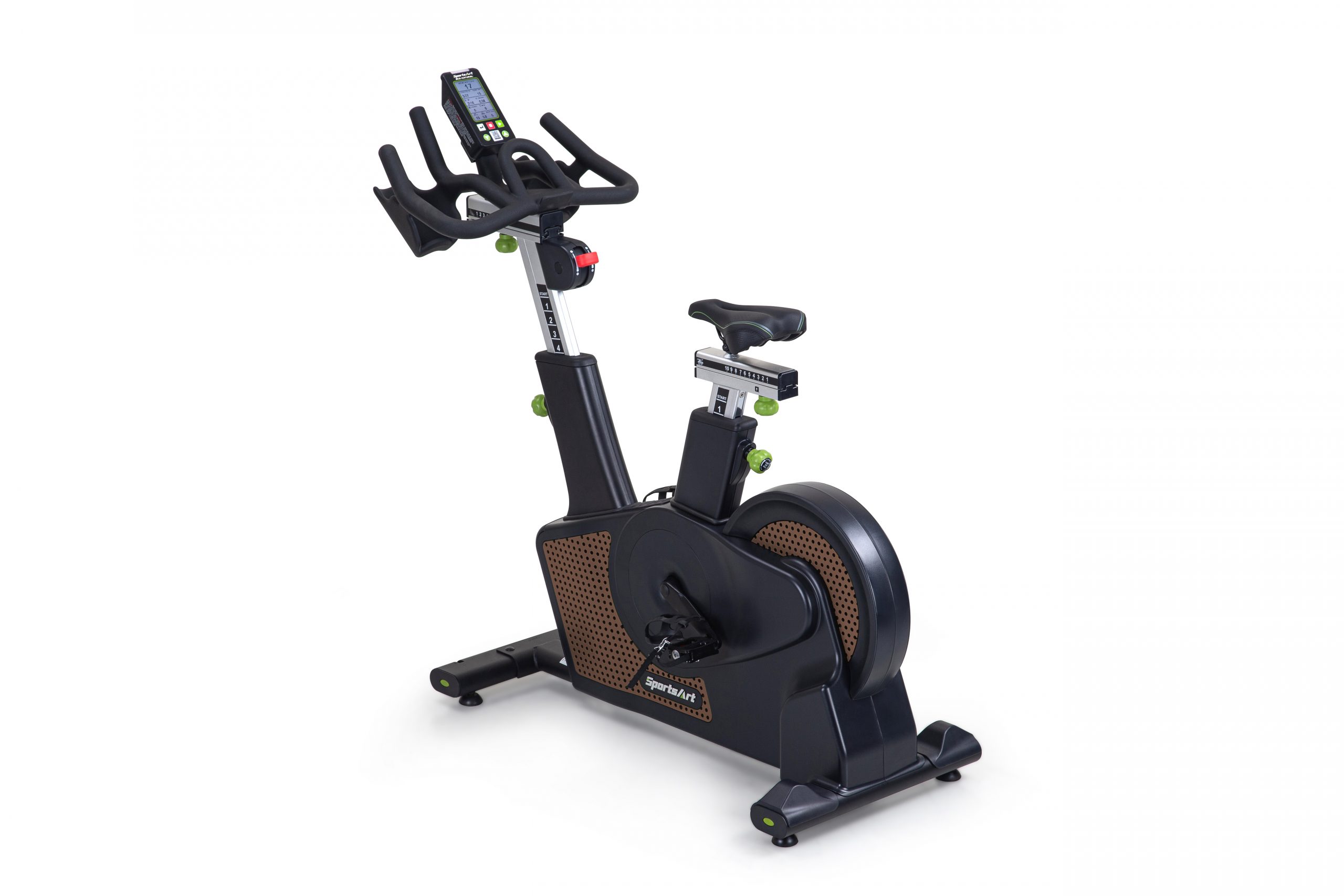 SportsArt Vatio Status Eco-Natural Cycle C516 side view angle with the console toward the left hand side