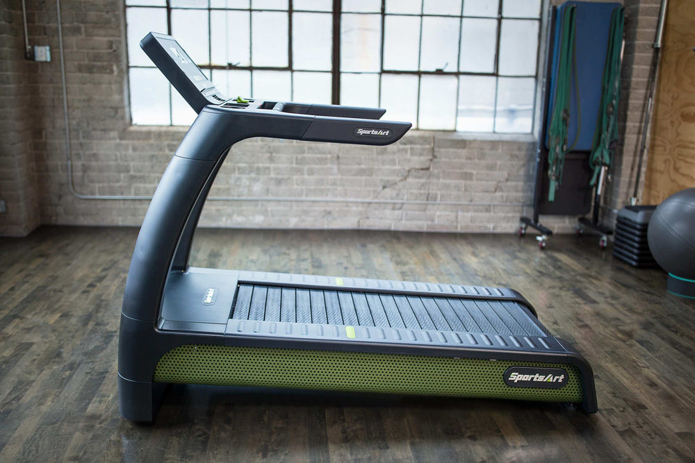 SportsArt Verde Status Eco-Powr Treadmill G690 side view inside home gym setting