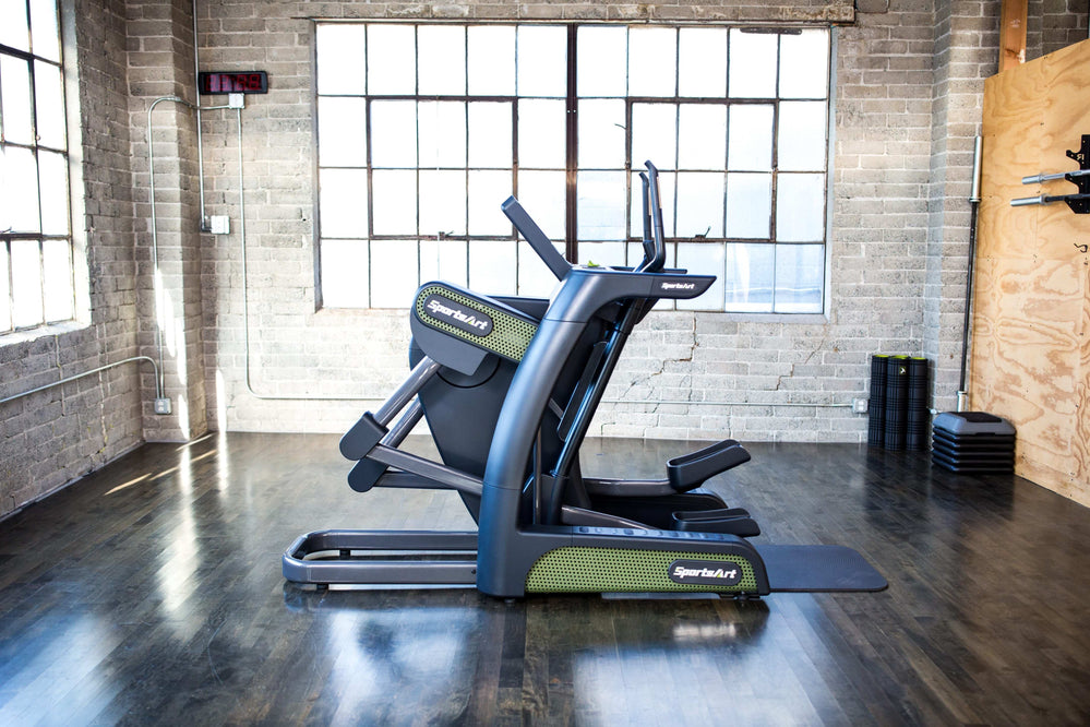 SportsArt Verso Status Eco-Powr Cross Trainer G886-1 side view inside a gym 