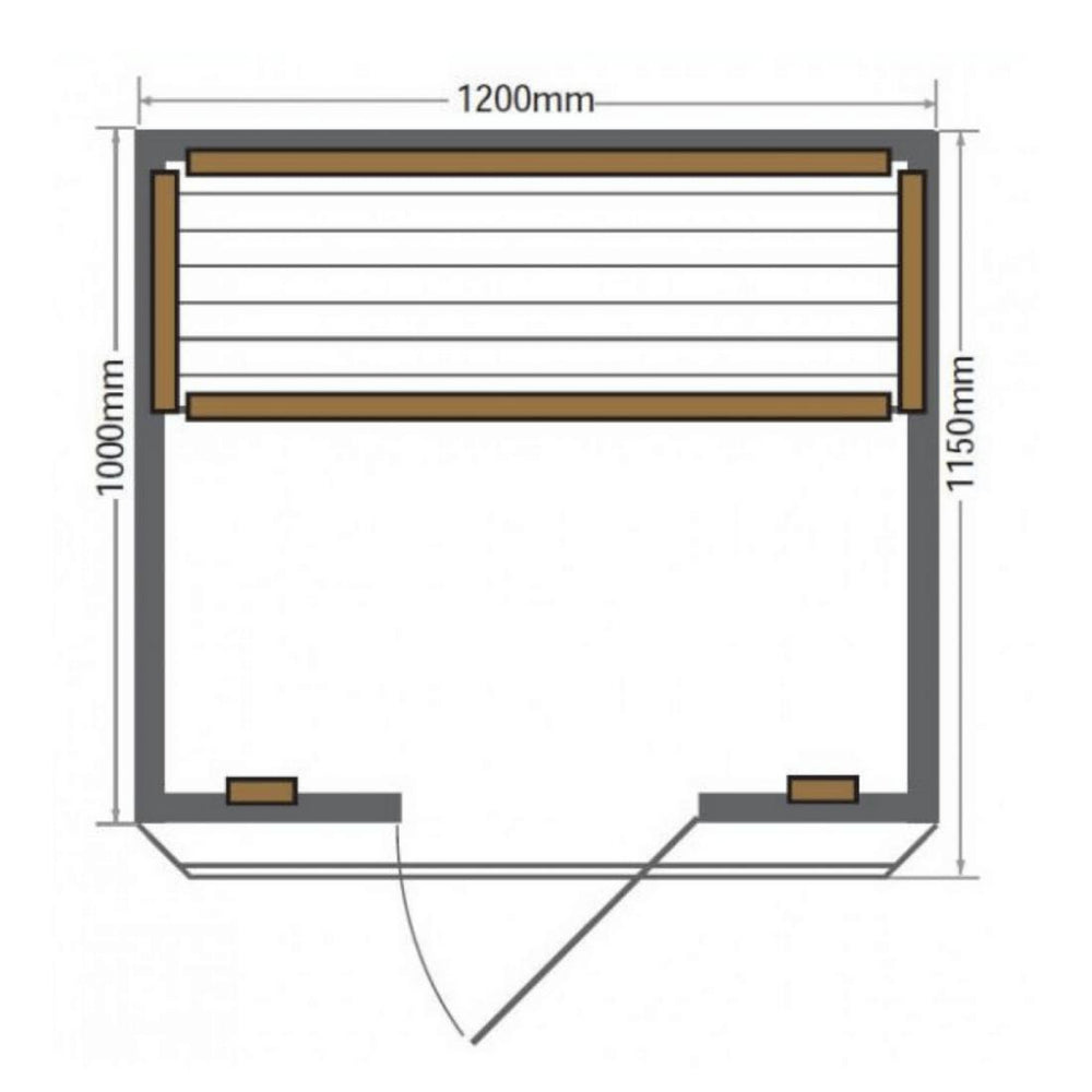 SunRay 2-Person Evansport Sauna HL200K2 Dimensions