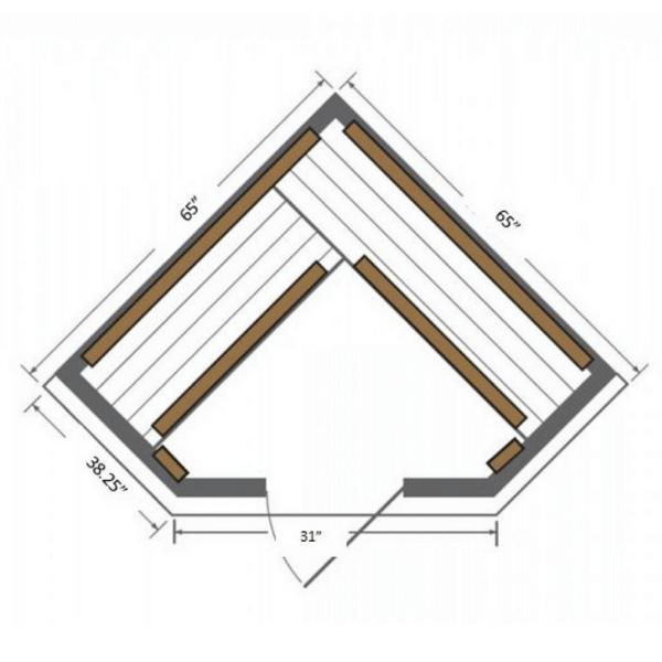 SunRay 4 Person Bristol Bay Sauna HL400KC Dimensions
