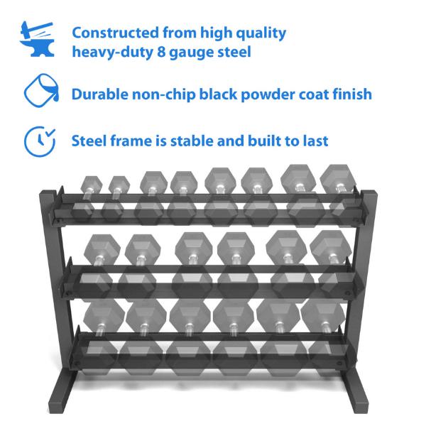 Synergee 3 Tier Dumbbell Rack high quality steel.