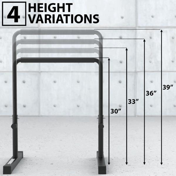 Synergee Adjustable Dip Station Black - 4 Height Variations
