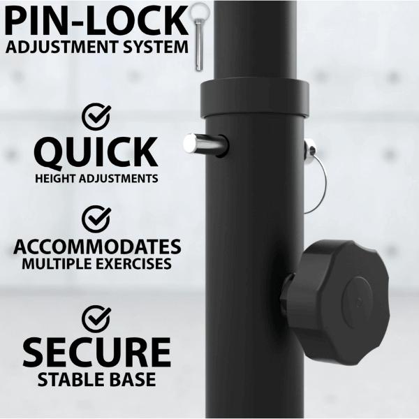 Synergee Adjustable Dip Station Black Pin Lock system