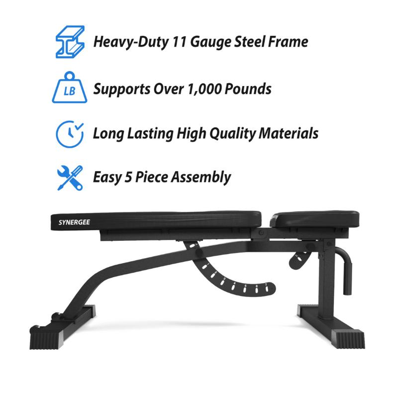 Synergee Adjustable Incline Decline Bench quality constructions