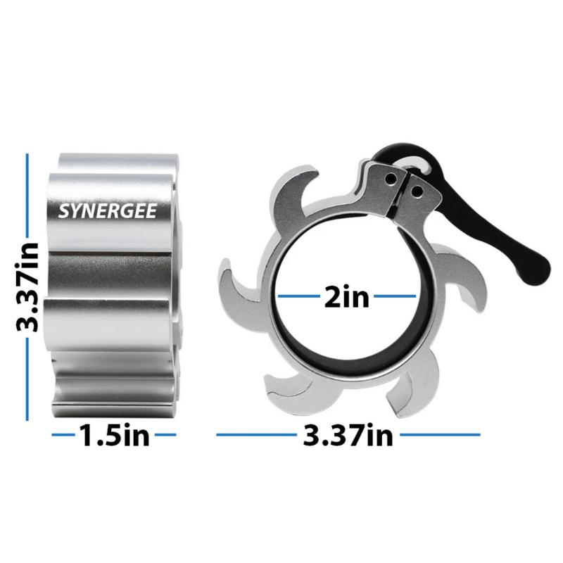 Synergee Aluminum Barbell Collars silver dimensions