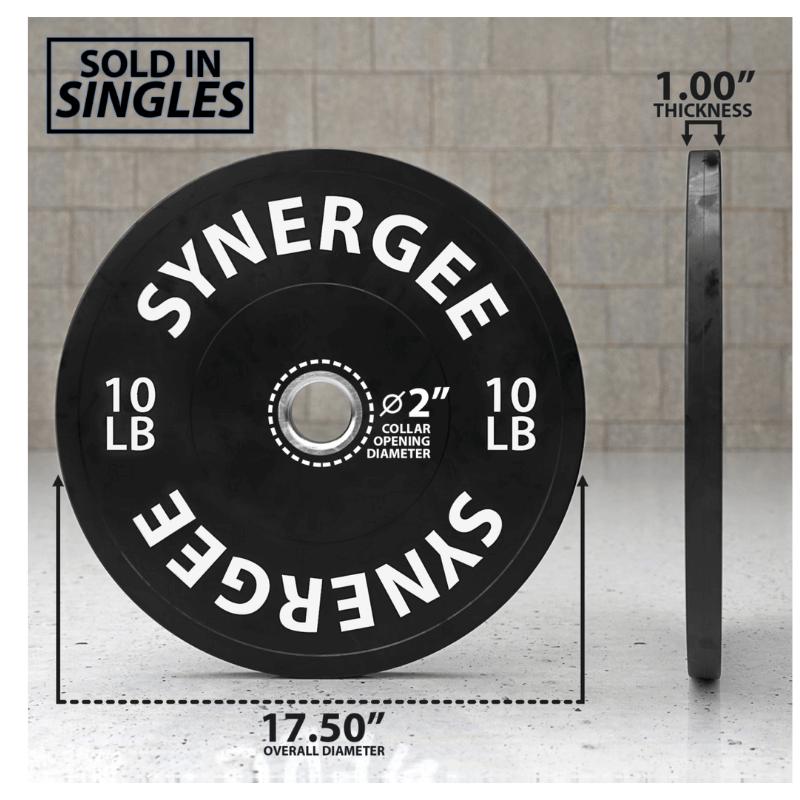 Synergee Bumper Plate 10 LB Single Dimensions