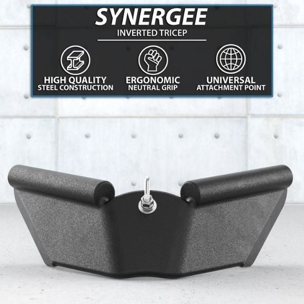 Synergee Cable Attachments Matte Black Tricep Bar - Inverted Features