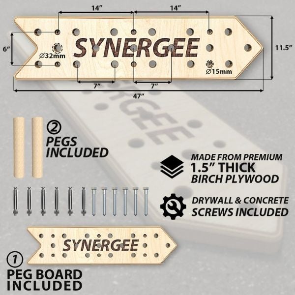 Synergee Climbing Peg Board Inludes
