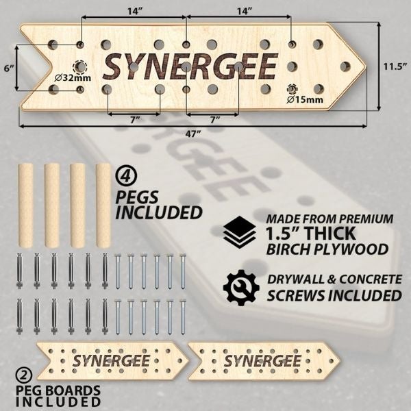 Synergee Climbing Peg Board Pair Specs