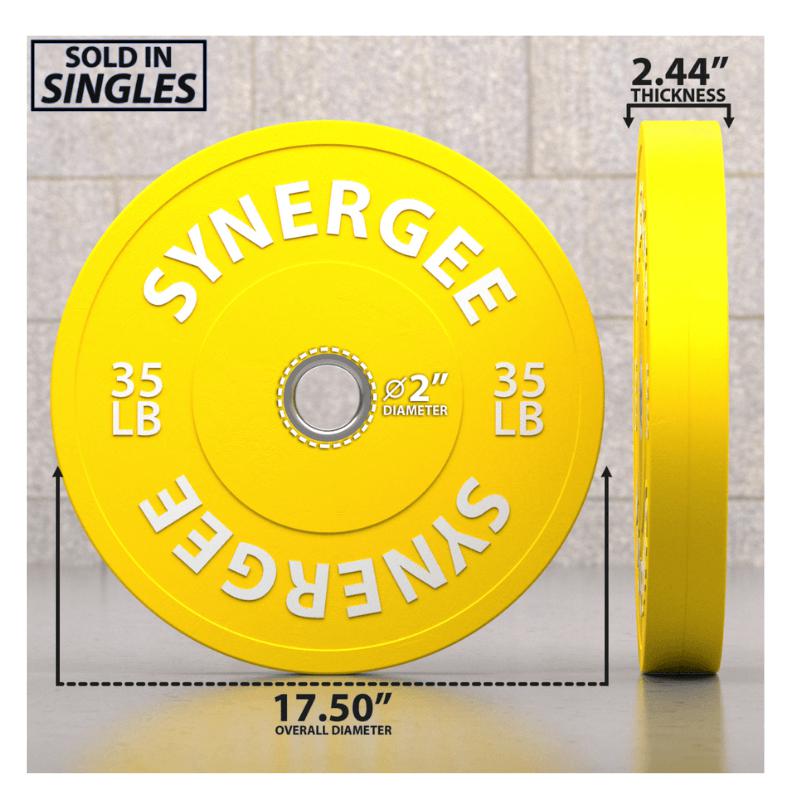 Synergee Colored Bumper Plates 35 LB Single Dimensions
