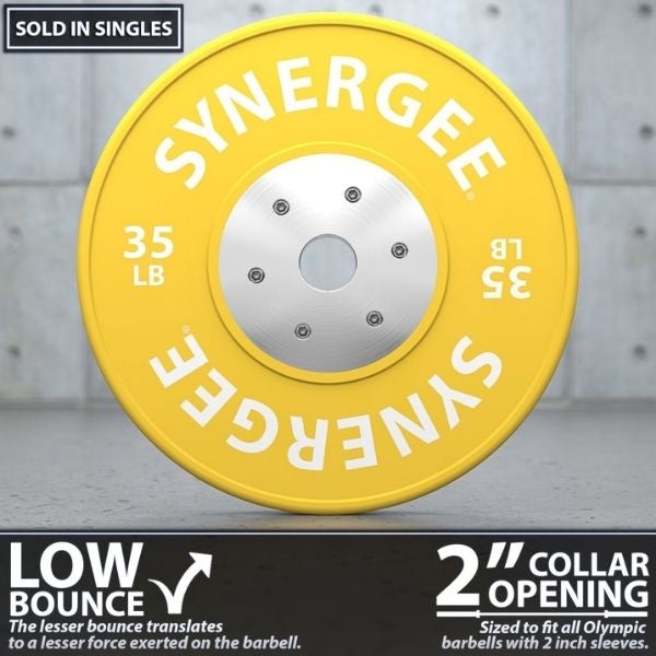 Synergee Competition Bumper Plates 35LB  Features