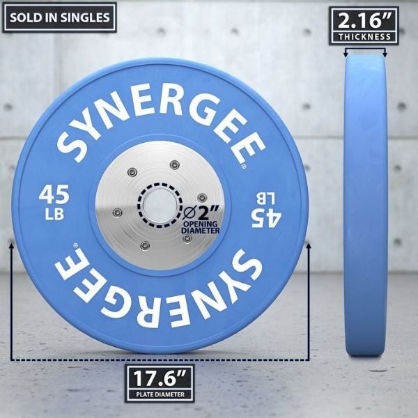 Synergee Competition Bumper Plates 45LB  Dimensions