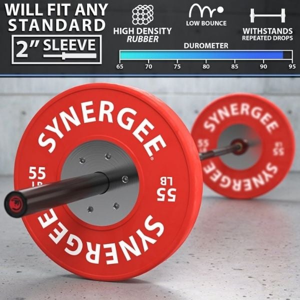 Synergee Competition Bumper Plates 55LB  Features