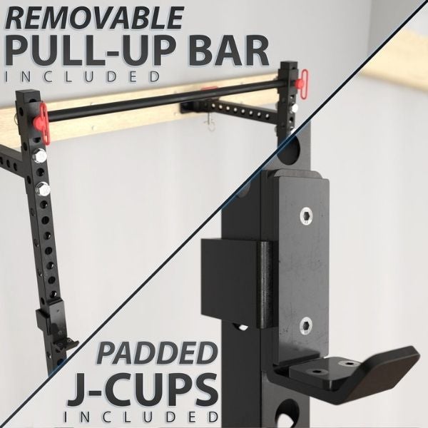 Synergee Foldable Wall-Mounted Squat Rack Pullup Bar