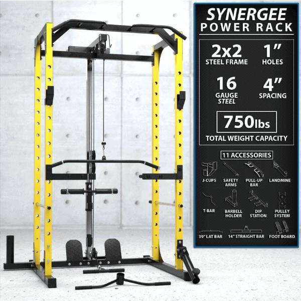 Synergee Power Rack With Pulley System Yellow Features