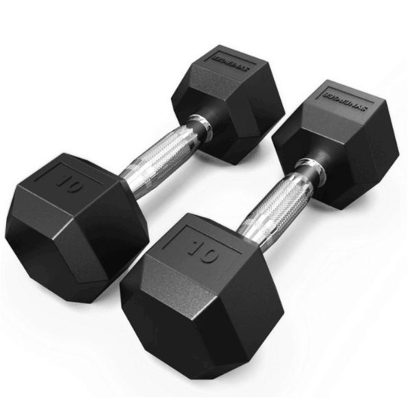 Synergee Rubber Hex Dumbbells 10LB Pair
