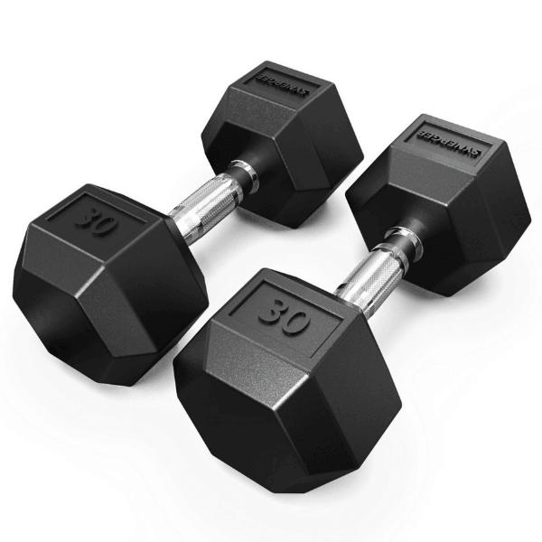 Synergee Rubber Hex Dumbbells 30LB Pair