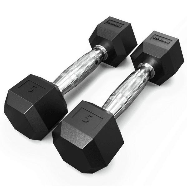 Synergee Rubber Hex Dumbbells 5LB Pair