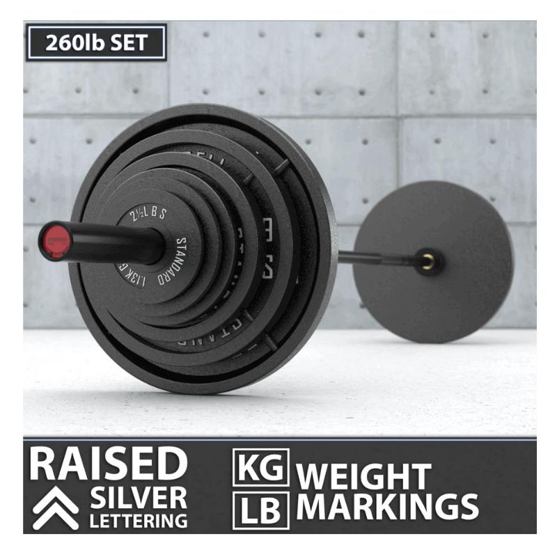 Synergee Standard Metal Weight Plate 260 LB Weight Markings