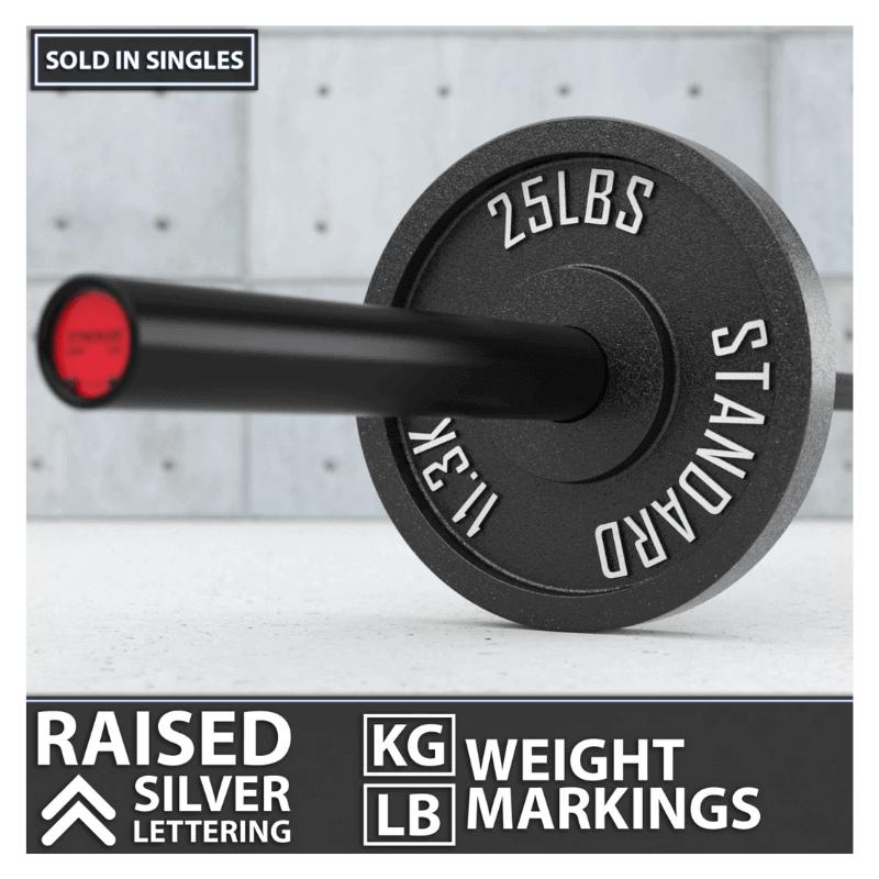 Synergee Standard Metal Weight Plates Singles 25 Lbs Raised Markings