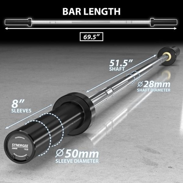 Synergee Technique Barbell Silver Dimensions
