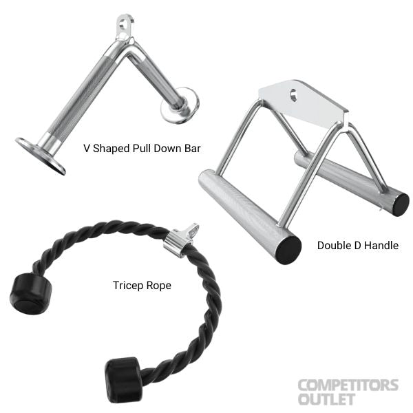 Synergee Tricep Rope V-Shape Pulldown and Double D-Handles Package