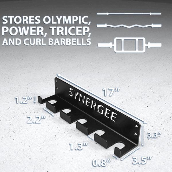 Synergee Five Vertical Barbell Wall Storage Racks Dimensions