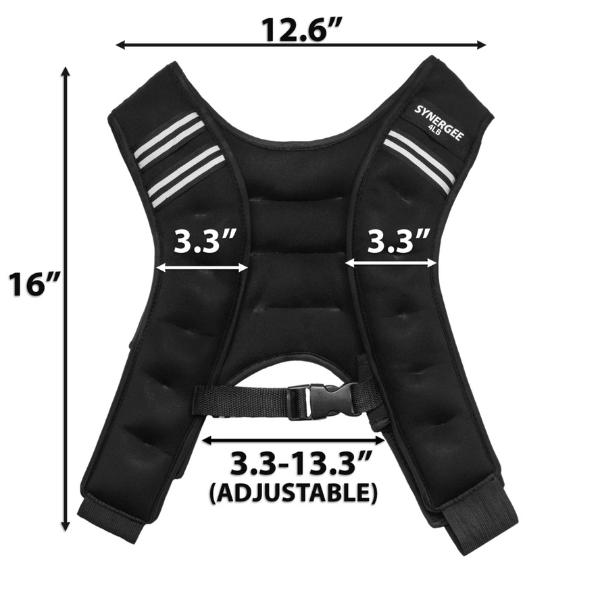 Synergee Weighted Vest 14 LB Dimensions