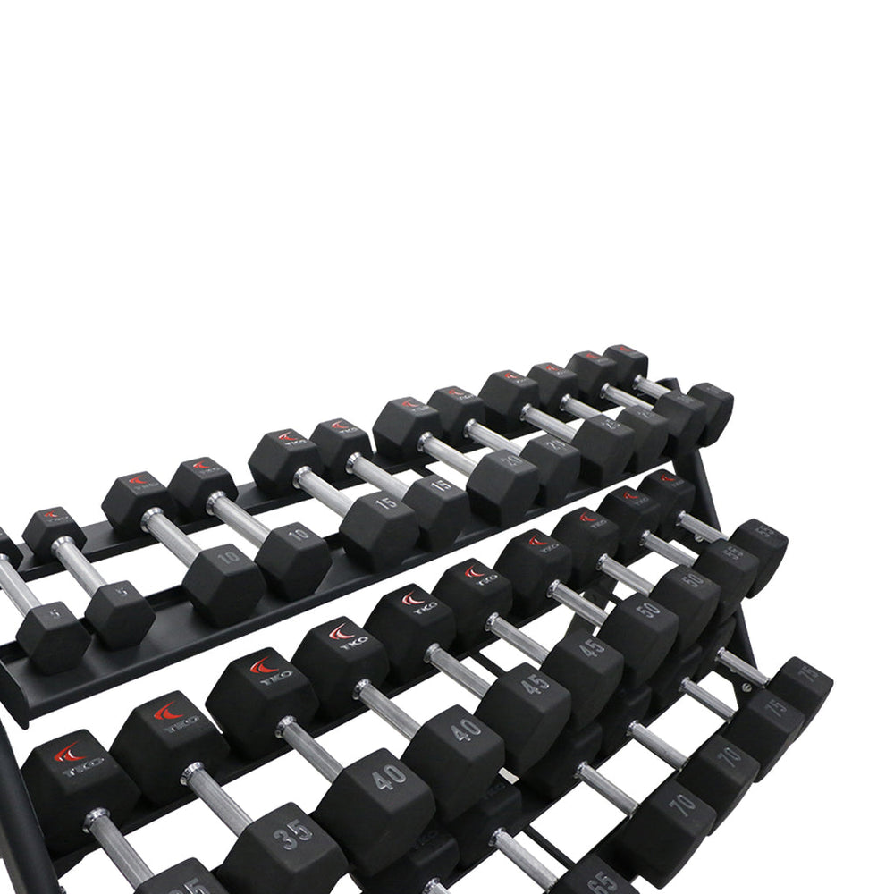 TKO 3-Tier Horizontal Dumbbell Rack 6250 Angle View