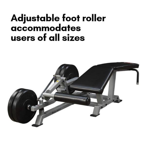 The Body-Solid ProClubLine Leverage Leg Curl Machine LVLC Adjustable Foot Roller for all sizes