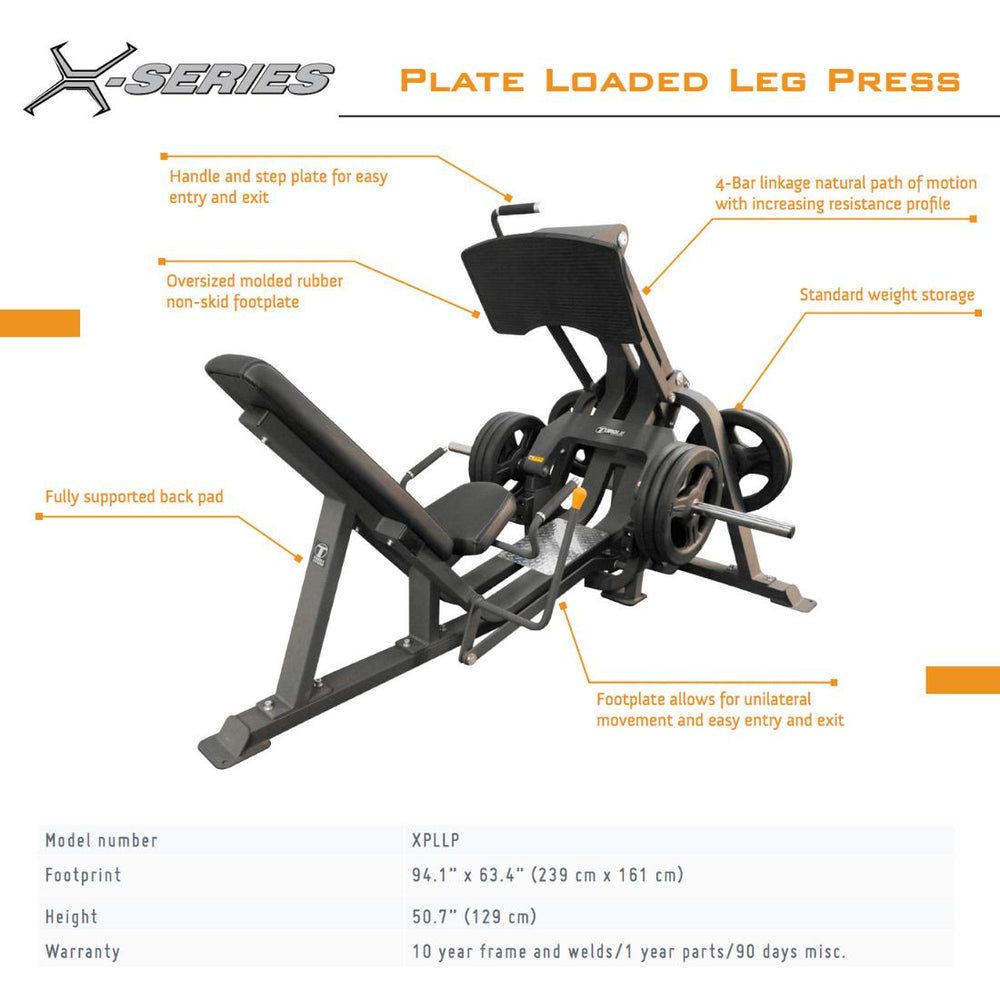 Torque Plate Loaded Leg Press XPLLP Specifications