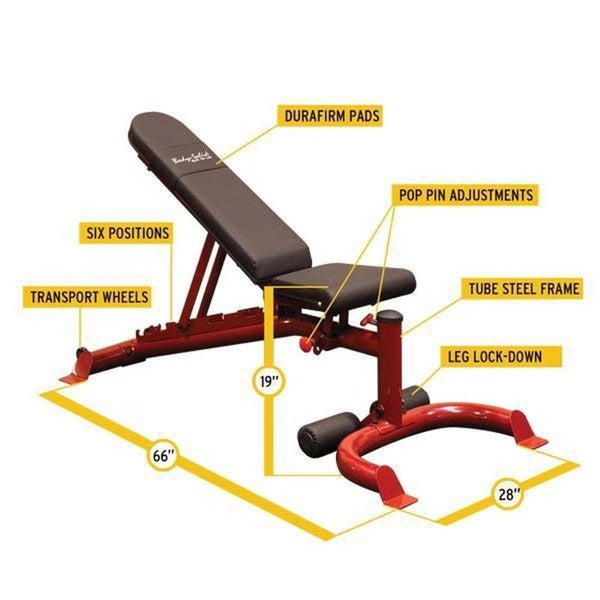 Body-Solid Flat Incline Decline Bench GFID100 Features