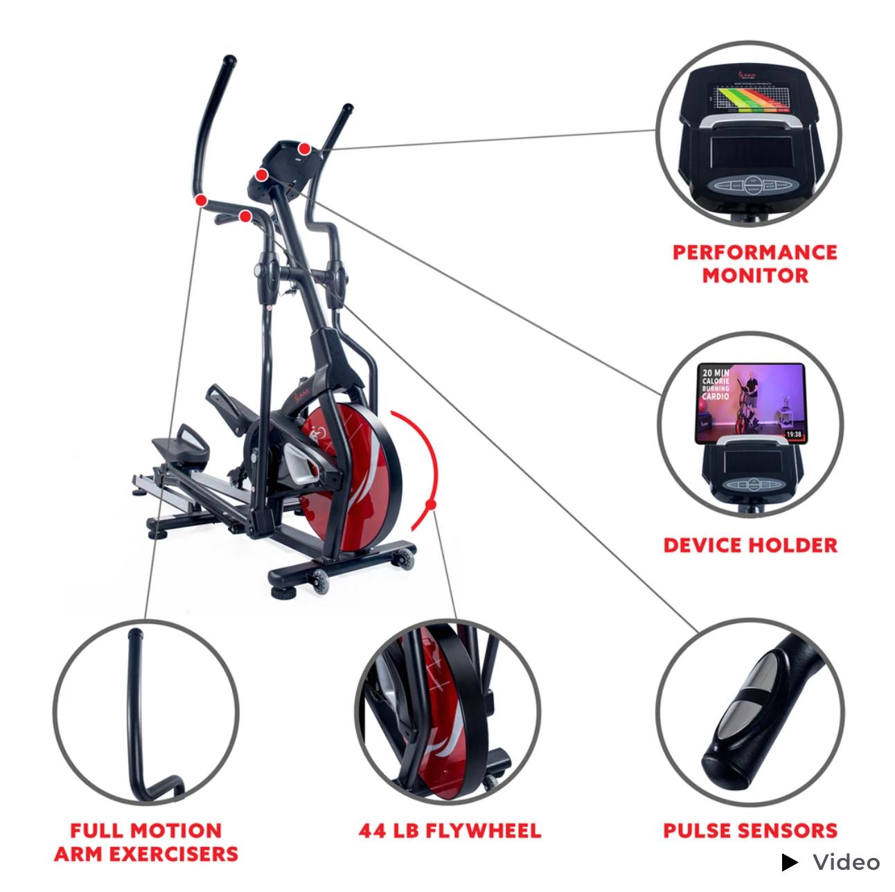 Stride Elliptical Machine Magnetic Fitness w/ Device Holder, LCD Monit ...