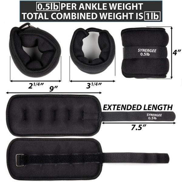 Synergee Fixed Ankle/Wrist Weights 1LB Dimensions