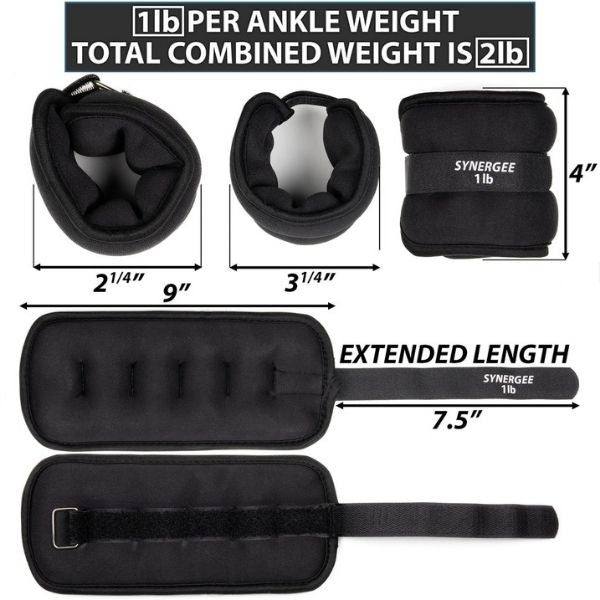 Synergee Fixed Ankle/Wrist Weights 2LB Dimensions
